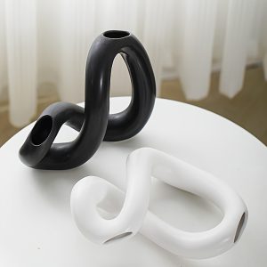 Infinity Symbol Ceramic Vase, Modern Art Nordic Minimalist, Geometric Pattern, Contemporary Home Decor, Round Shape, Tabletop House Interior Decoration