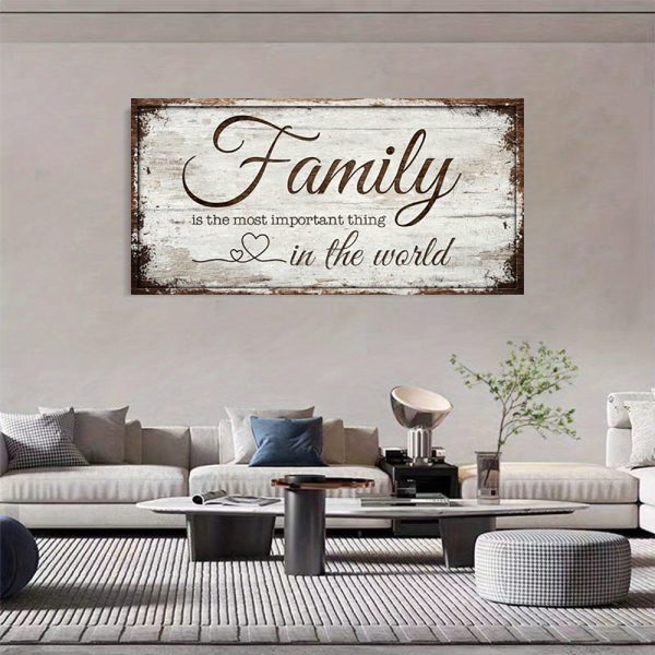 Family Quotation Framed Canvas Wall Art - Inspirational Family is The Most Important Thing Art Print, Wood Frame, Modern Farmhouse Style Decor, Art Deco Poster for Living Room, Bedroom, Dining Area