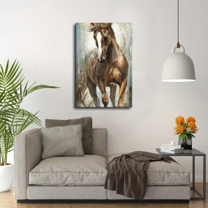 Running Brown Horse Canvas Poster, Artwork Wall Painting for Gift, Home Living Room Office Cafe Wall Decor, Perfect Gift and Home Decoration