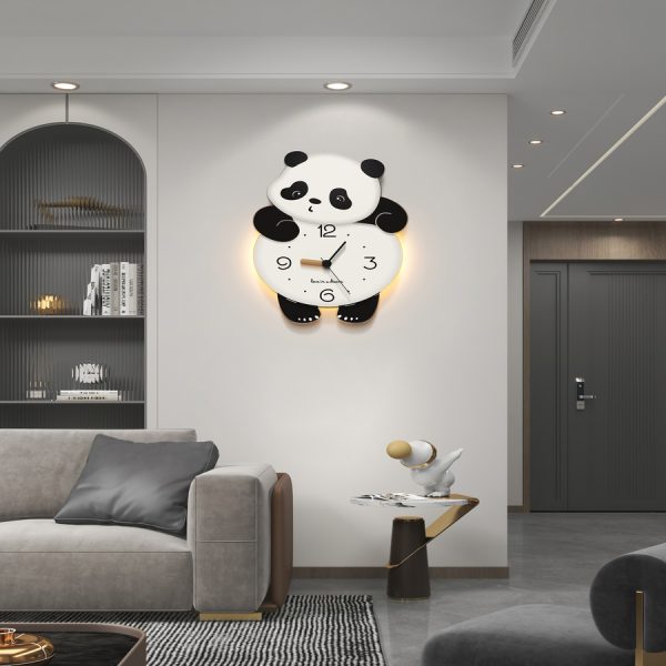 Panda Wall Clock, Cute Silent Wall Decoration Without Wall Stickers, Creative Animal Wall Decor for Bedroom Home Decoration