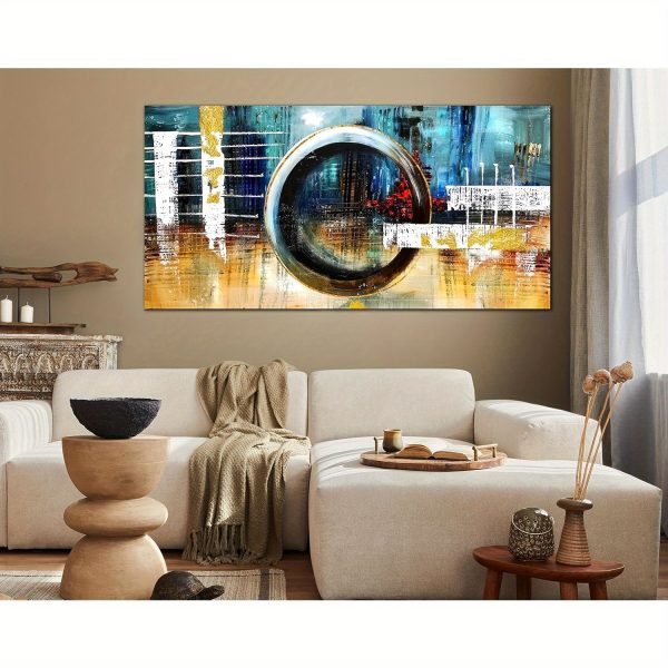 Large Abstract Canvas Wall-Art for Living Room - Teal Pictures Wall Decor - Abstract Wall Painting Ready to Hang