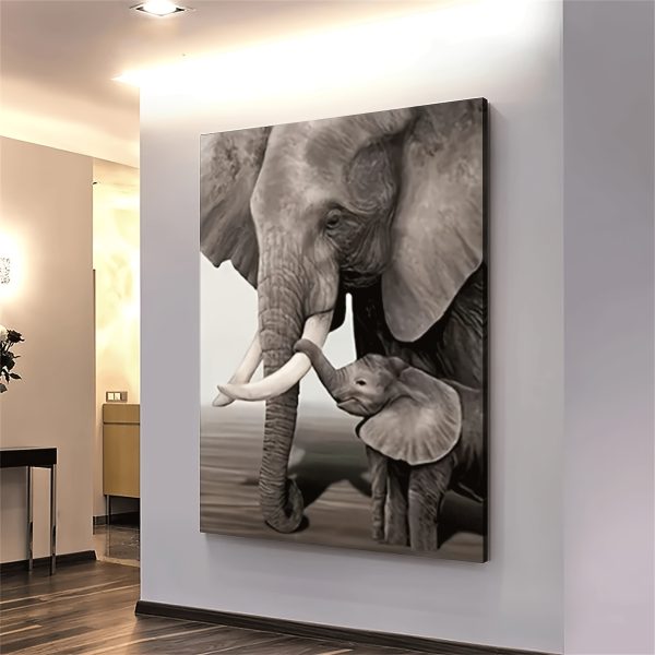 1Pcs Wildlife Elephant Family Poster Canvas Painting Animal Father Mother Baby Love Wall Art Picture Modern Room Home Decoration Ready to hang