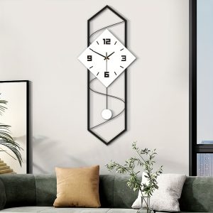 1pc White Rectangle Non Ticking Quartz Clock, Creative Decorative Wall Clock, Battery Operated, Wall Clock, For Home Room Living Room Office Decor, Mother's Day Spring Easter Gift