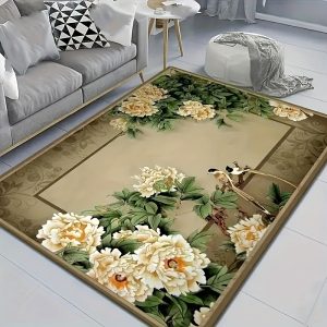 1pc 3D Floral Print Area Rug, Refreshing Valentine's Day Themed Carpet, Non-slip And Washable Patio Floor Mat, For Living Room, Bedroom, Nursery, Outdoors, Yard, Home Decor, Room Supplies, Spring Decor