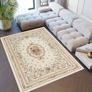 1 PC, Washable Living Room Area Rug Geometric Rugs Soft Bedroom Rug Indoor Modern Floor Carpet Foldable Thin Rug Low Pile Bordered Rugs Large Throw Rug For Dining Room Contemporary Home Decor Carpet Non Slip Runner Rugs For Laundry