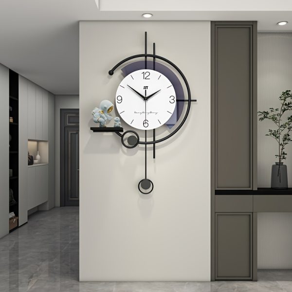 Astronaut Wall Clock Decoration Wall Clock Living Room Decoration Modern Wall Clock With Battery Powered Non-ticking Silent Metal Wall Clock With Shelf Bedroom Den Office, Batteries Are Not Included In The Packag