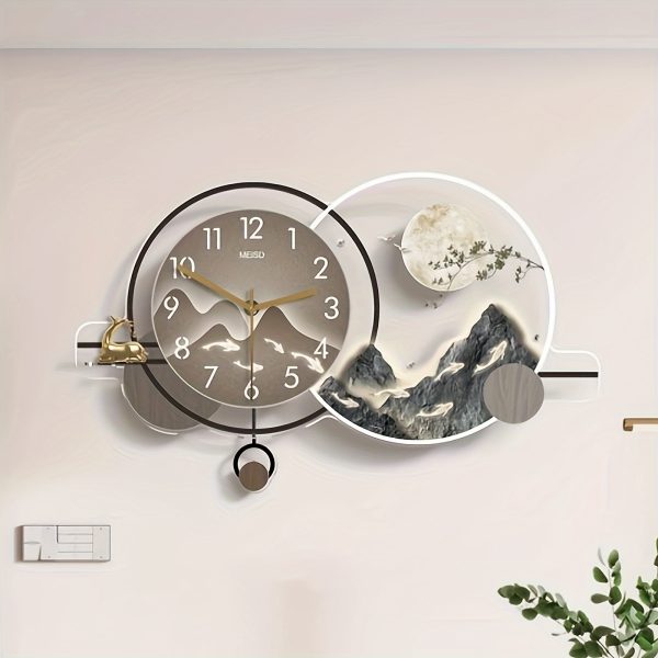 Dining Room Clock Wall Clock, Living Room Home Wall Watch, Simple And Modern Advanced Sense, Nine Fish Figure Decorative Clock, Suitable For A Variety Of Scenes