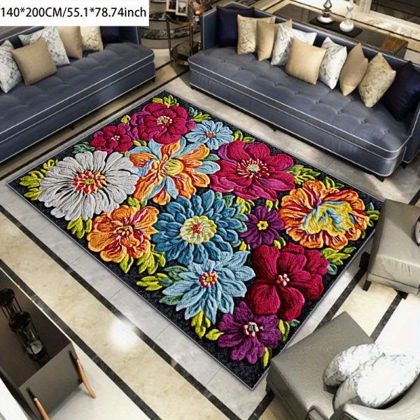 Hundred Flowers Compete With The Living Room Bedroom Imitation Cashmere Area Rugs, Non-slip Soft Washable For Living Room Bedroom Dining Room Kitchen Home Office, Etc. Home Decoration Floor Protection Mat Indoor And Outdoor Are Available