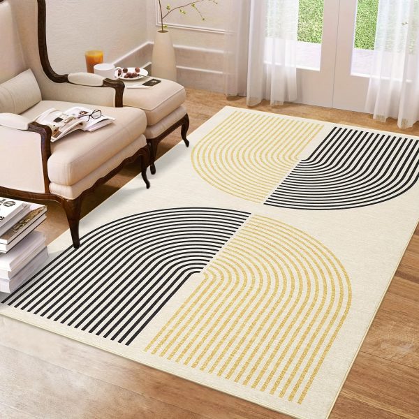 Large Washable Area Rug, Modern Geometric Rug, Soft Non-Slip Indoor Carpet with Arch Pattern for Living Room, Bedroom, Kitchen, and Dining Room