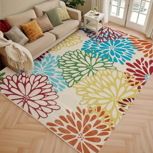 Washable Area Rugs Non Slip Rug Low Pile Rug Floor Carpet Distressed Printed Area Rug Soft Area Rug for Living Room Bedroom Dinning Room Kitchen Indoor